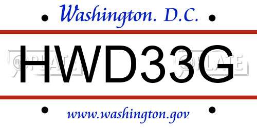 HWD33G District Of Columbia License Plate