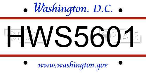 HWS5601 District Of Columbia License Plate