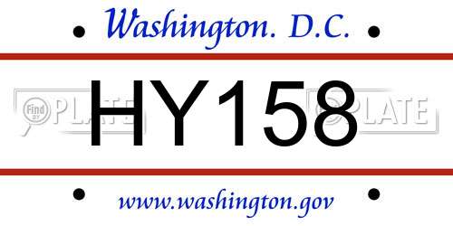 HY158 District Of Columbia License Plate