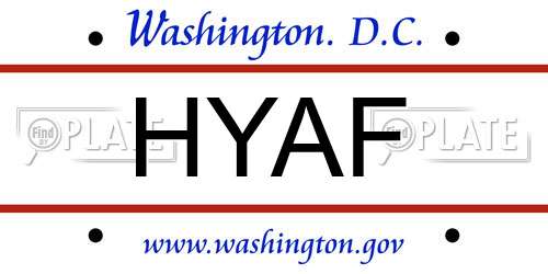 HYAF District Of Columbia License Plate