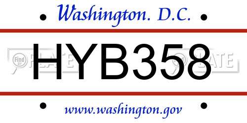 HYB358 District Of Columbia License Plate