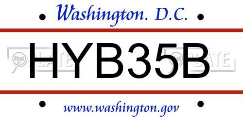 HYB35B District Of Columbia License Plate