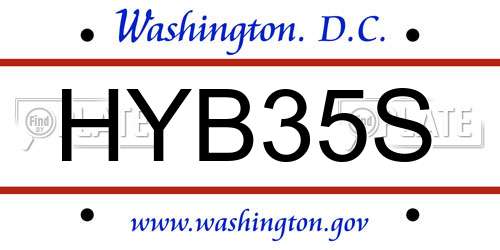 HYB35S District Of Columbia License Plate