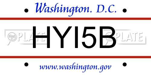 HYI5B District Of Columbia License Plate