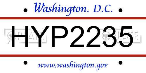 HYP2235 District Of Columbia License Plate