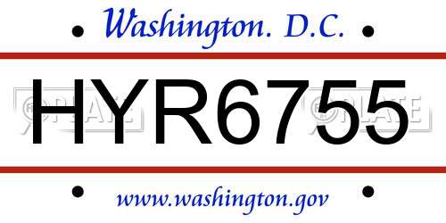 HYR6755 District Of Columbia License Plate
