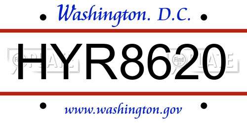 HYR8620 District Of Columbia License Plate