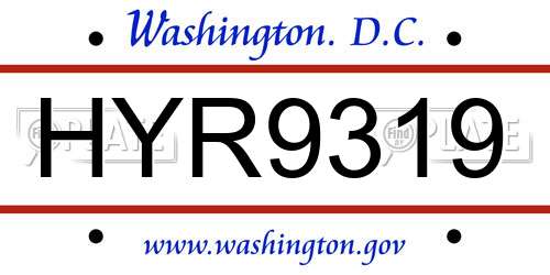 HYR9319 District Of Columbia License Plate