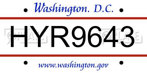 HYR9643 District Of Columbia License Plate