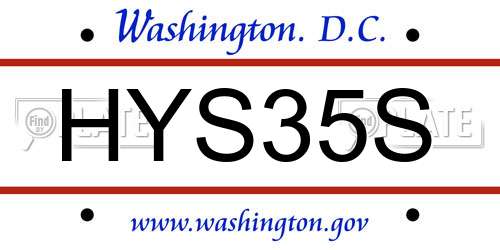 HYS35S District Of Columbia License Plate