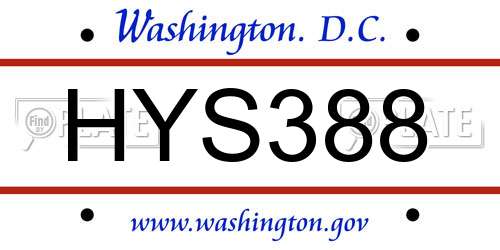 HYS388 District Of Columbia License Plate