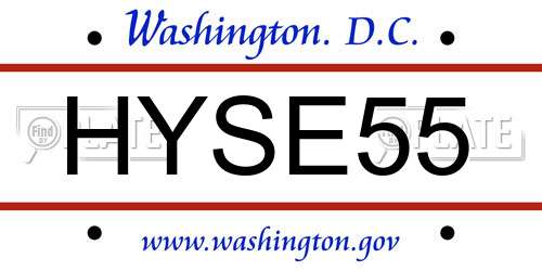 HYSE55 District Of Columbia License Plate