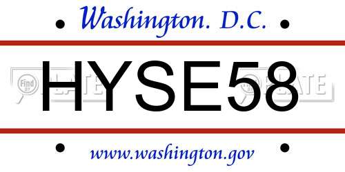 HYSE58 District Of Columbia License Plate