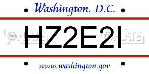 HZ2E2I District Of Columbia License Plate