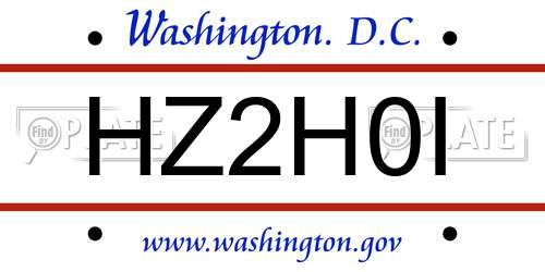 HZ2H0I District Of Columbia License Plate