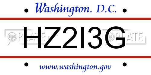 HZ2I3G District Of Columbia License Plate