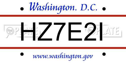 HZ7E2I District Of Columbia License Plate