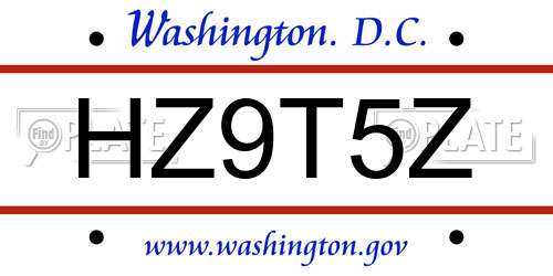 HZ9T5Z District Of Columbia License Plate