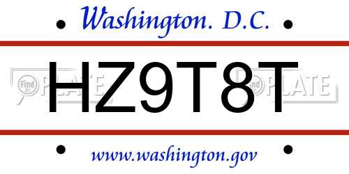 HZ9T8T District Of Columbia License Plate