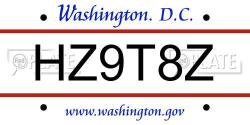 HZ9T8Z District Of Columbia License Plate
