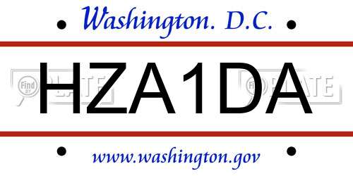 HZA1DA District Of Columbia License Plate