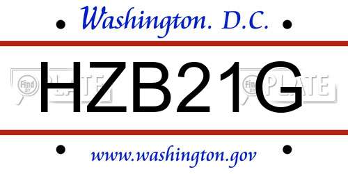 HZB21G District Of Columbia License Plate