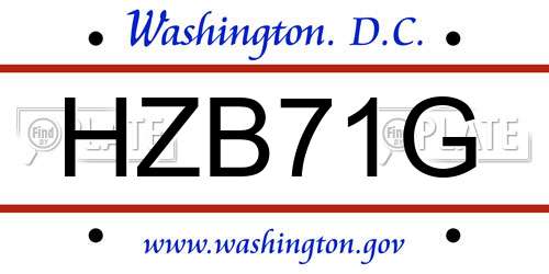 HZB71G District Of Columbia License Plate