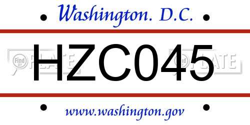 HZC045 District Of Columbia License Plate