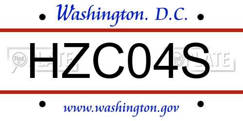 HZC04S District Of Columbia License Plate