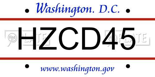 HZCD45 District Of Columbia License Plate