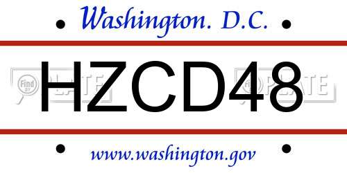 HZCD48 District Of Columbia License Plate