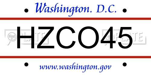 HZCO45 District Of Columbia License Plate