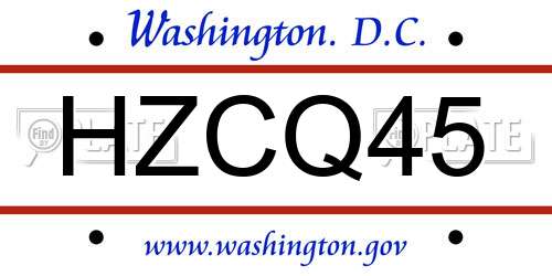 HZCQ45 District Of Columbia License Plate