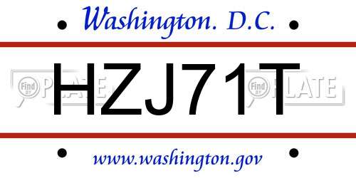 HZJ71T District Of Columbia License Plate