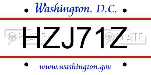 HZJ71Z District Of Columbia License Plate