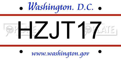 HZJT17 District Of Columbia License Plate
