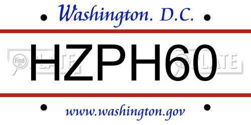 HZPH60 District Of Columbia License Plate