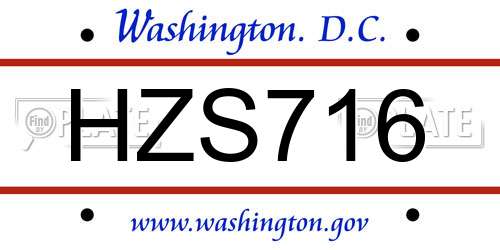 HZS716 District Of Columbia License Plate
