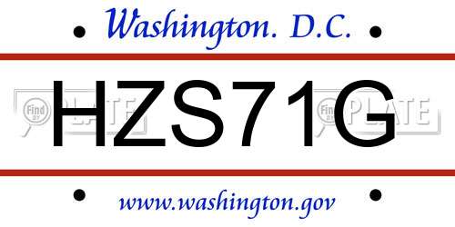HZS71G District Of Columbia License Plate