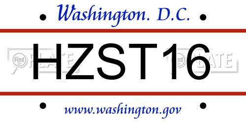 HZST16 District Of Columbia License Plate