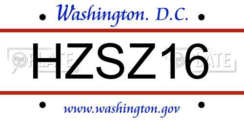 HZSZ16 District Of Columbia License Plate