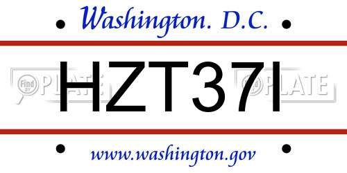 HZT37I District Of Columbia License Plate