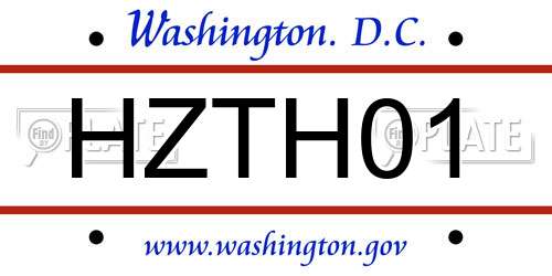 HZTH01 District Of Columbia License Plate