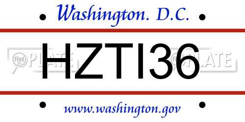 HZTI36 District Of Columbia License Plate