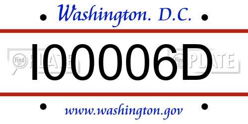 I00006D District Of Columbia License Plate