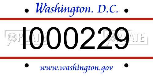 I000229 District Of Columbia License Plate