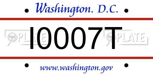 I0007T District Of Columbia License Plate