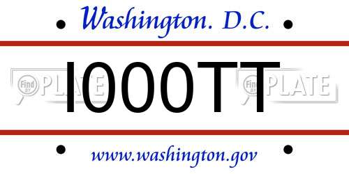 I000TT District Of Columbia License Plate
