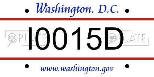 I0015D District Of Columbia License Plate