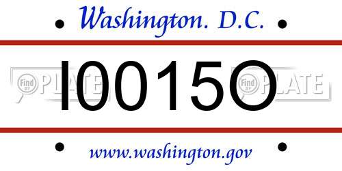 I0015O District Of Columbia License Plate